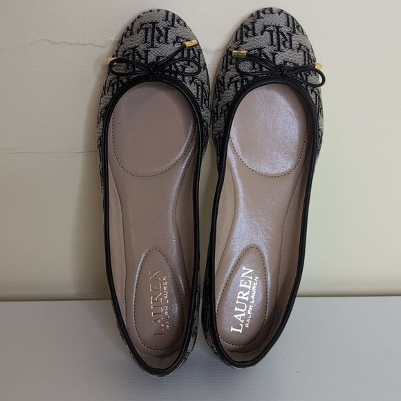 Lauren Ralph Lauren Size 7 Jayna II Ballet Flat Monogram Jacquard, NEW - Picture 6 of 12